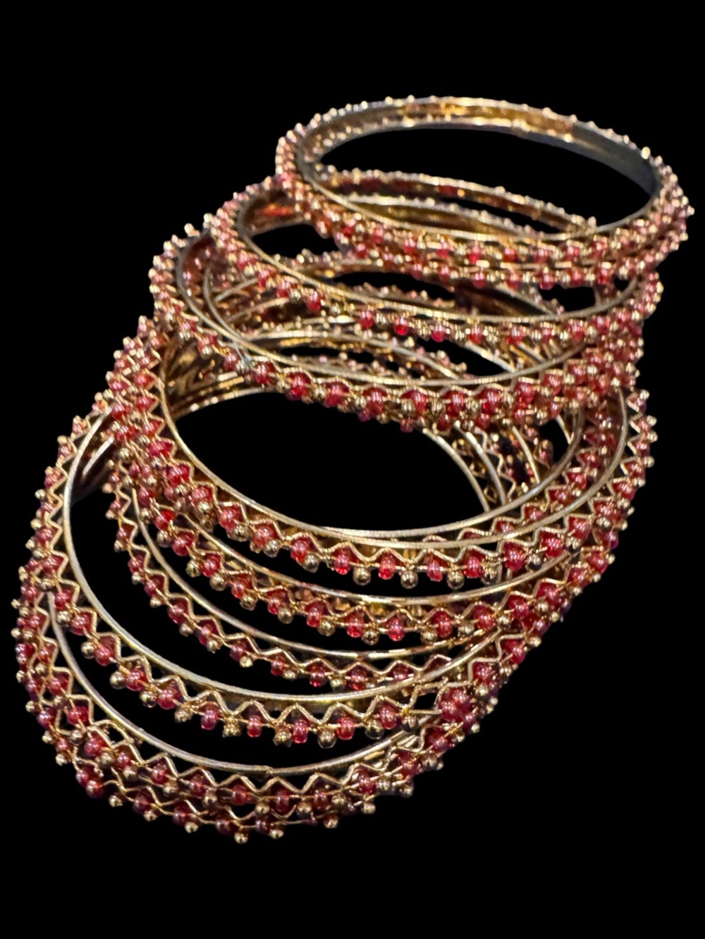 Gold-Tone Pink Crystal Bangle Bracelet Set - GIRLS Jewelry
